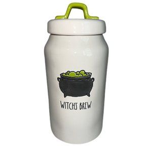 NWT RAE DUNN Halloween WITCH'S BREW 9.5 Inch Canister Caldron Green Handle 2022